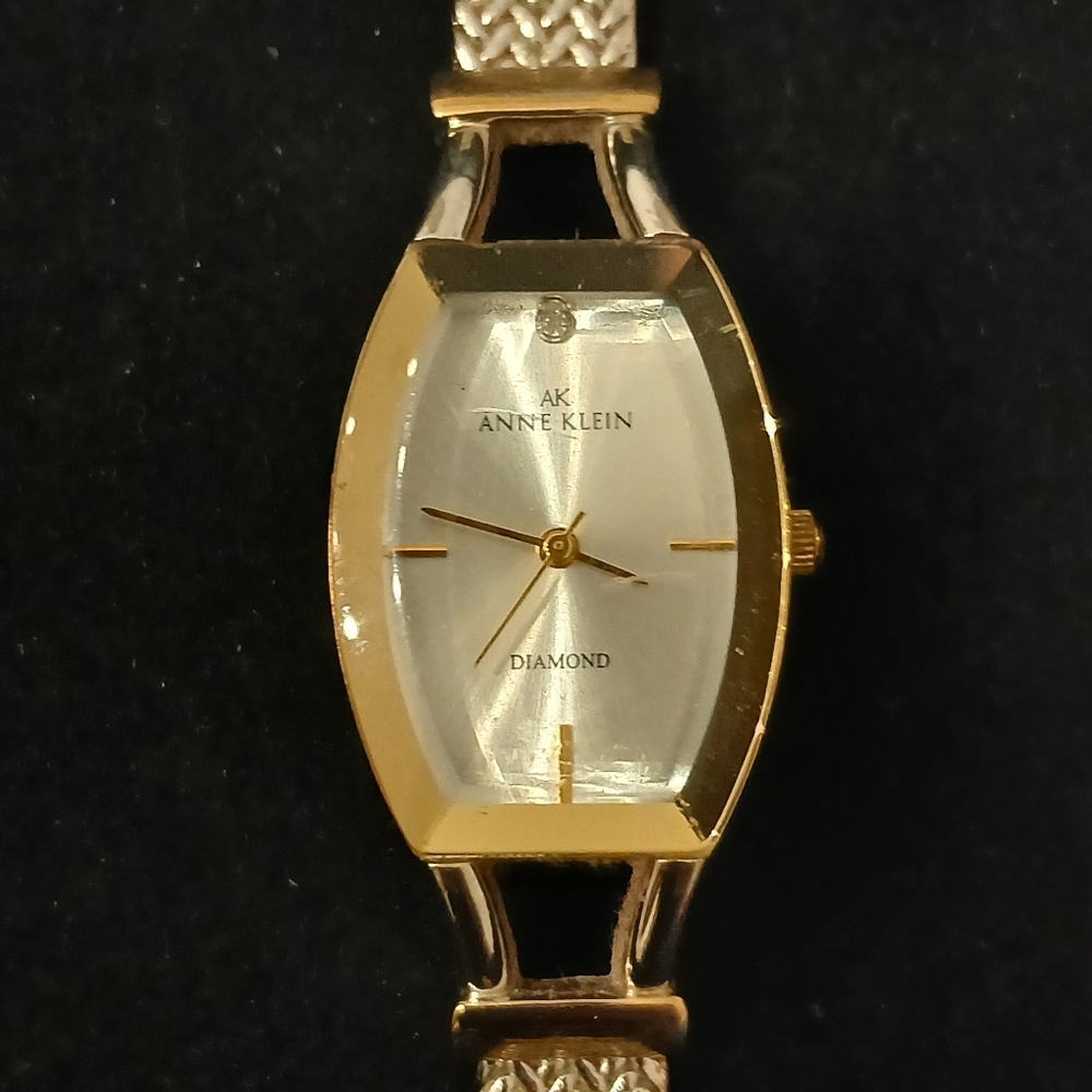 Anne Klein Gold-Tone Mesh Bracelet WatchVintage 90's Classic Diamond - Picture 2 of 12